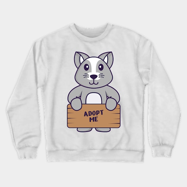 Cute rat holding a poster Adopt me. Crewneck Sweatshirt by kolega